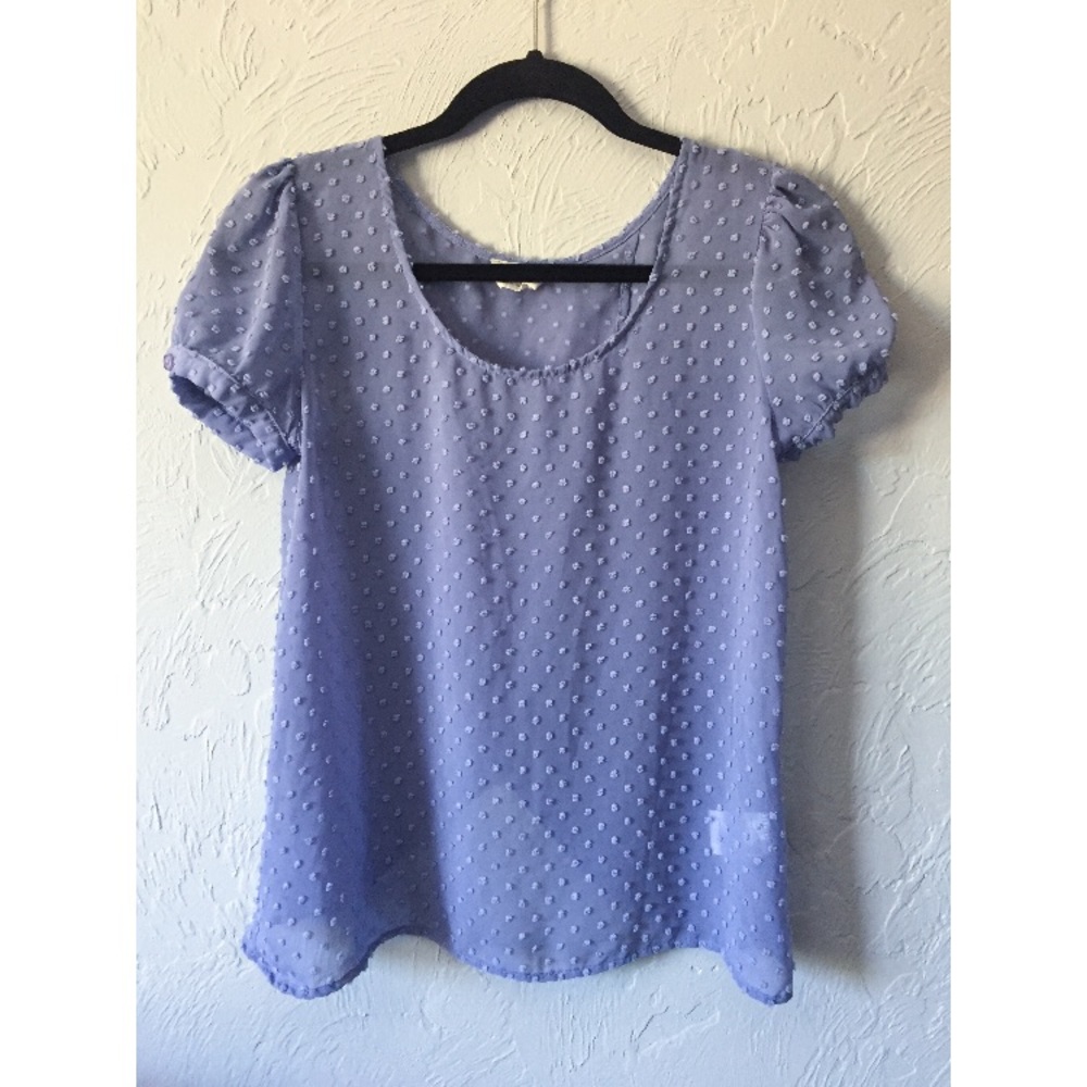 Lilac Sheer Polka Dot Tulip Back Blouse
